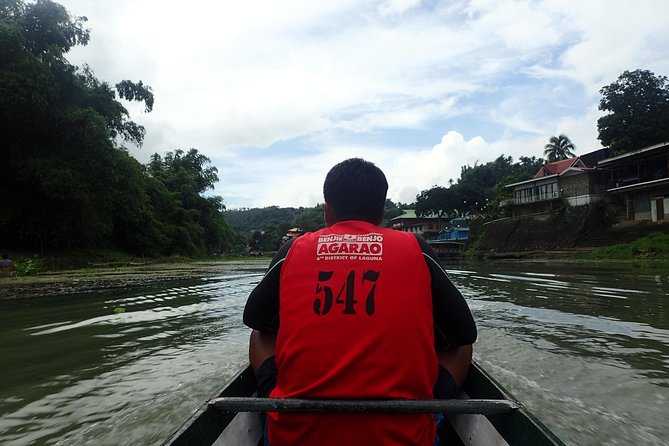 Amazing Pagsanjan Falls with Authentic filipino lunch Plus Transfers frm manila<em> – What the boat journey is really like’ /></p>
<p><p>The canoe ride is handled by two local boatmen, according to the experience details. Their work is a major part of the outing. They push the boat upstream through the river, allowing you to sit back and take in the jungle setting.</p>
</p>
<p><p>That setup gives you a close view of the river. You are not watching from a large covered vessel or passing by at high speed. The canoe keeps the focus on the water and the effort needed to reach the falls.</p>
</p>
<p><p>The guides also appear to make a difference. Andrei has been praised for preparing lunch, explaining the area, and adding local touches such as a chance to try balut. Joannah, John, Nona, Criz, Malona, Red, and other guides have also been named positively for being helpful, friendly, or good at keeping communication clear.</p>
</p>
<p><p>Guide assignments can change, so you should not book with the expectation that one particular person will lead your departure. Still, the repeated mention of individual guides suggests that the human side of this trip can shape the day. A good guide can make the long transfers, river timing, meal, and changing conditions much easier to handle.</p>
</p>
<h2>Under the falls and into Devil’s Cave</h2>
<p><img width="594" height="446" decoding="async" src=