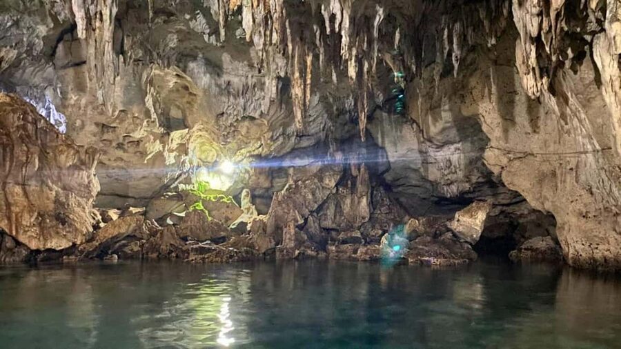 Bohol Panglao Adventure: Secret Beach, Cave Exploration - Hinagdanan Cave: limestone, light, and a paid swim